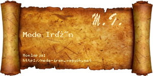 Mede Irén névjegykártya